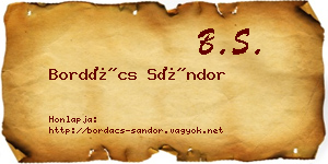 Bordács Sándor névjegykártya