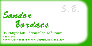 sandor bordacs business card